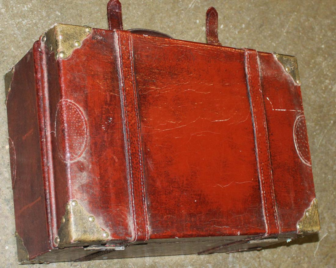 Three Leather and brass valise cases: Three mid 20th c Three Leather and brass valise cases