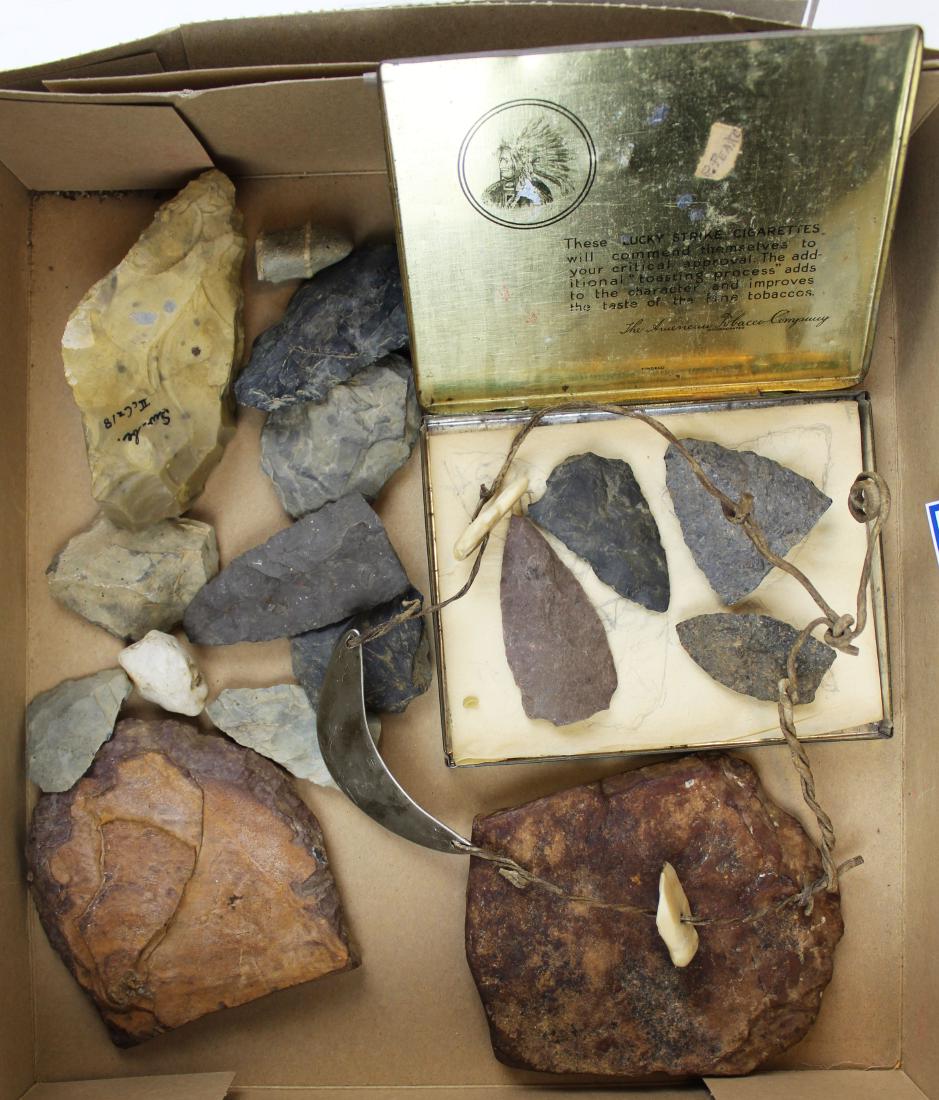 Native American lithics, Hudson Bay gorget: Native American lithics, Hudson Bay silver gorget replica