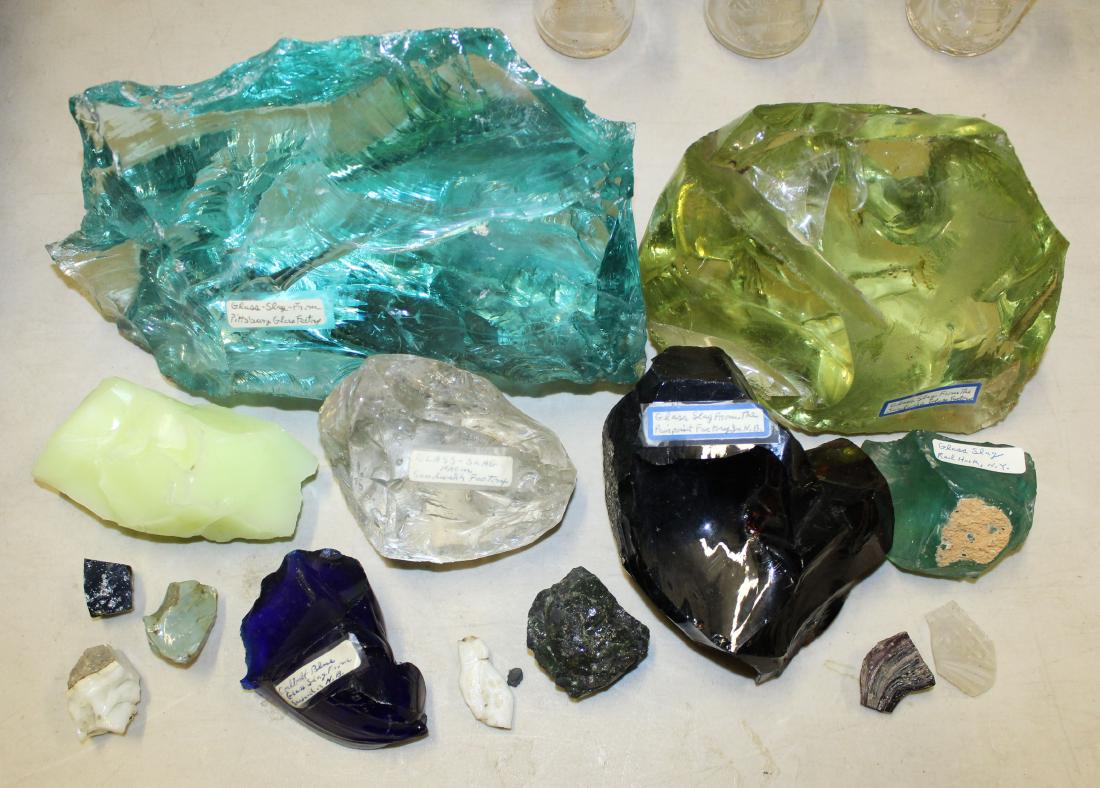 collection of glass factory slag glass: collection of glass factory slag glass- Pittsburg, Pairpoint, Sandwich, Red Hook, etc
