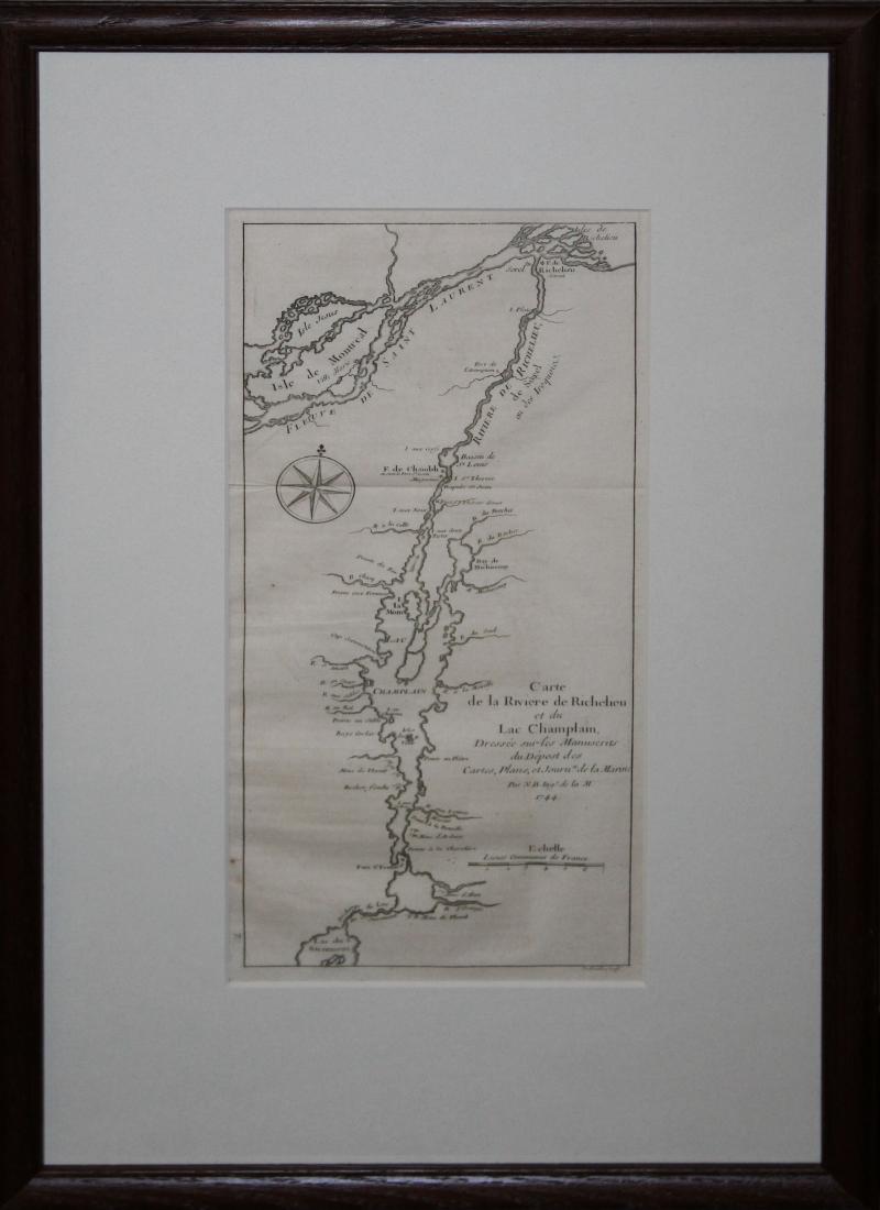 1744 Jacques Nicolas Bellin Map of Lake Champlain: 1744 Jacques Nicolas Bellin- Carte de la Riviere de Richelieu et du Lac Champlain