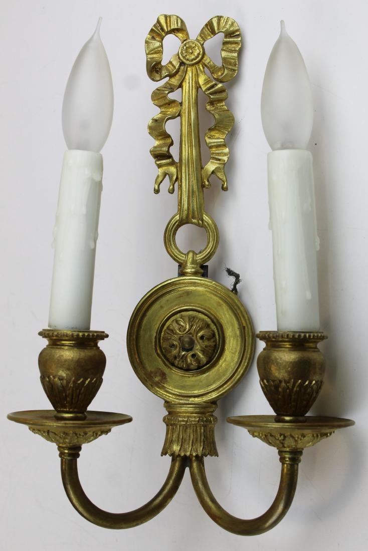 set of four 20th c gilt brass wall sconces: set of four 20th c gilt brass wall sconces, ht 12 1/4"