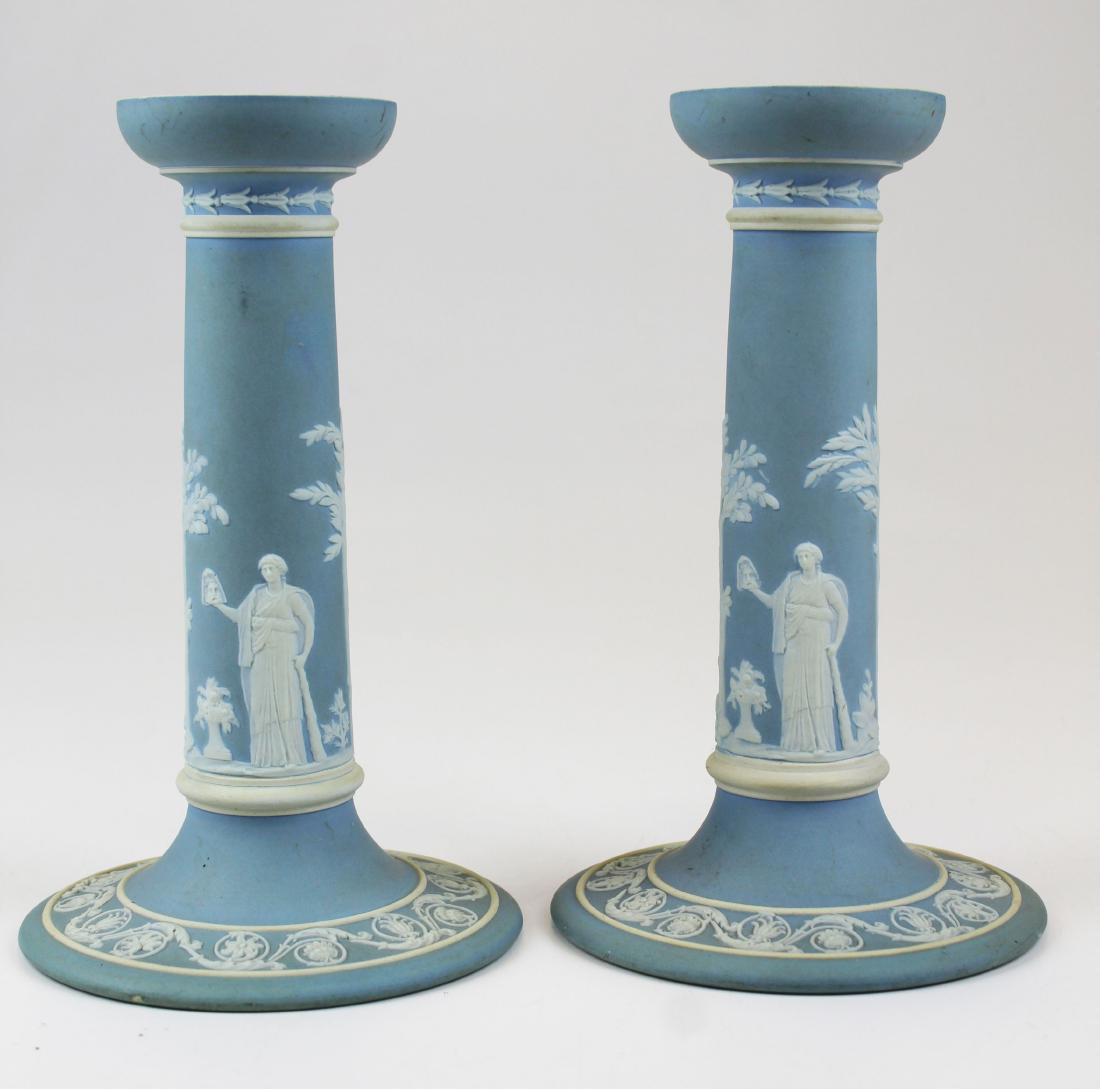 pair of Wedgwood Jasperware candlesticks