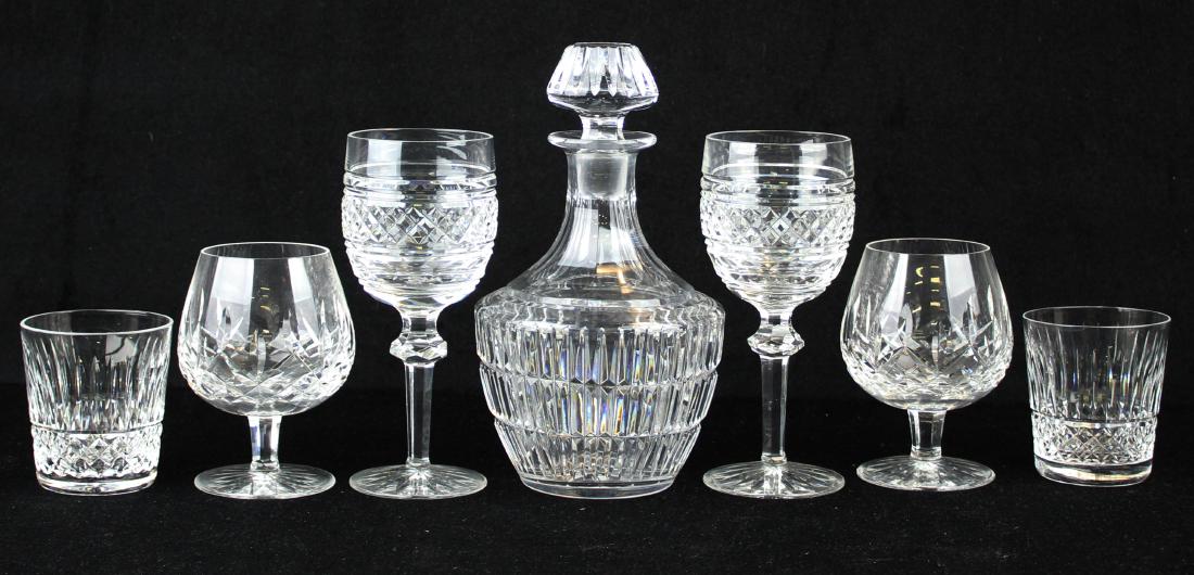 group of assorted Waterford crystal: group of assorted Waterford Irish crystal including pair of Lismore brandy snifters, pair of Maeve rocks glasses, pair of Castletown tall wine glasses, unsigned decanter, etc.