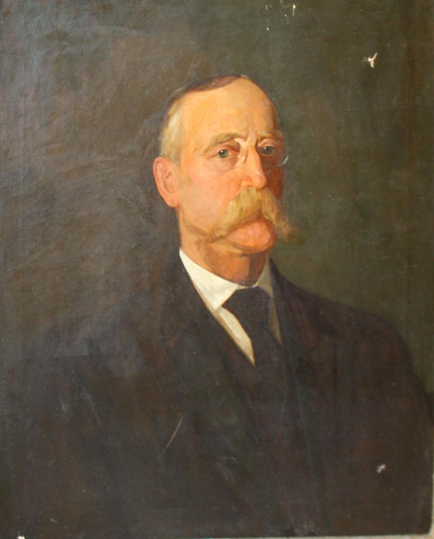 Edwin D Maybee (AM 19thc): Edwin D. Maybee (American 19th and 20th c) Portrait of a gentleman. Oil on canvas 30 x 25" signed reverse dated 1910