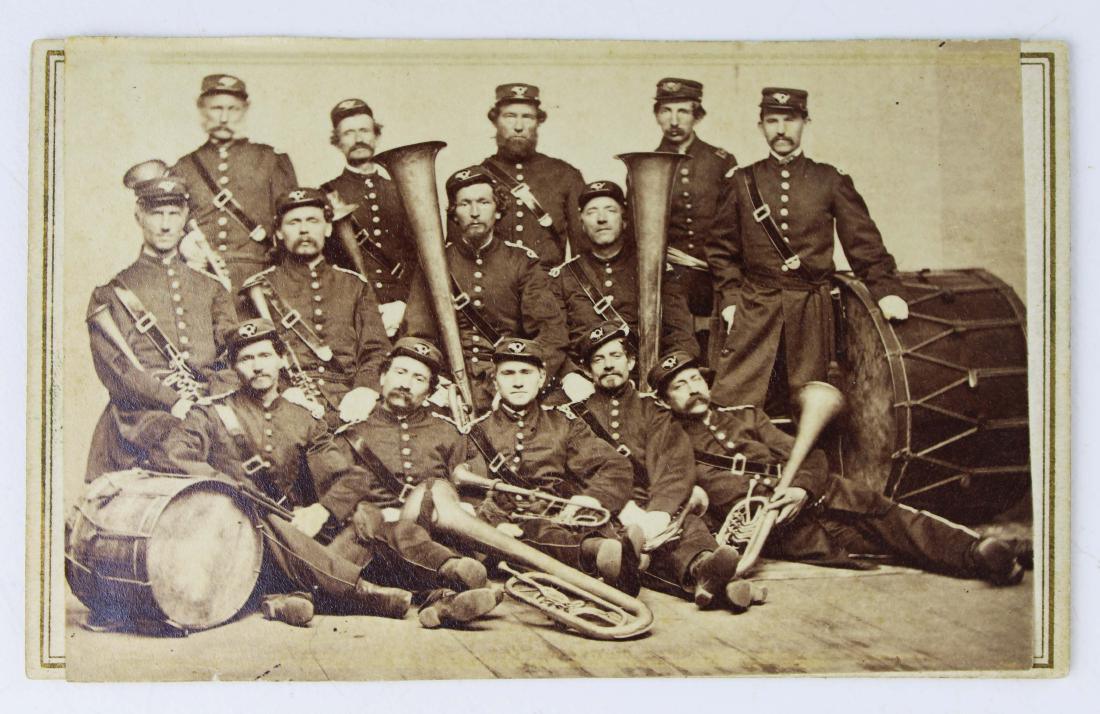 Civil War era band with saxhorns & drums: Civil War era cdv of band with saxhorns & drums