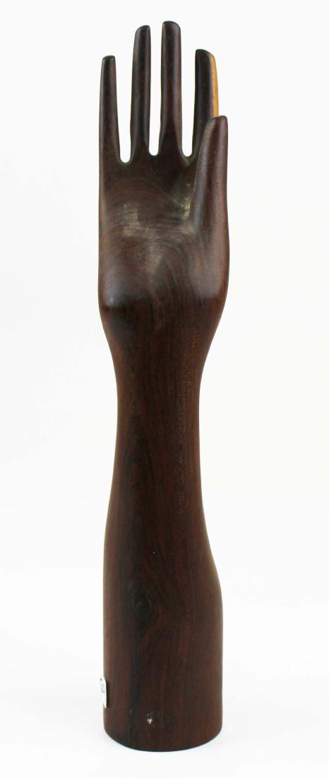 carved rosewood glove form: carved rosewood glove form, ht 16"