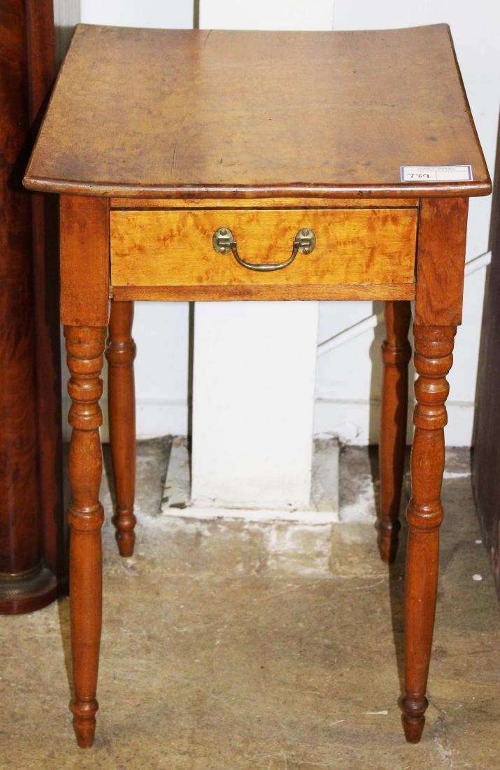 19th c. Sheraton birch 1 drawer stand: 19th c. Sheraton birch 1 drawer stand 26" x 16" x 19"