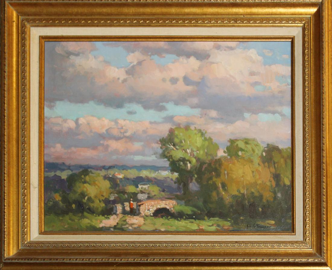 John C Traynor (NH 1961-): John C Traynor (New Hampshire 1961-) Summer Landscape signed lower right oil on canvas 14 x 18"