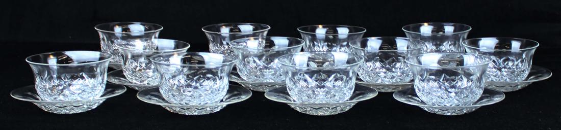 24 pcs. Signed Webb brilliant cut glass tableware: Set of 24 pcs. Signed Webb early 20th c. brilliant cut glass crystal tableware including 12 finger bowls and 12 side plates 2.5" x 4.5", 1.25" x 6.25" Several rim chips.