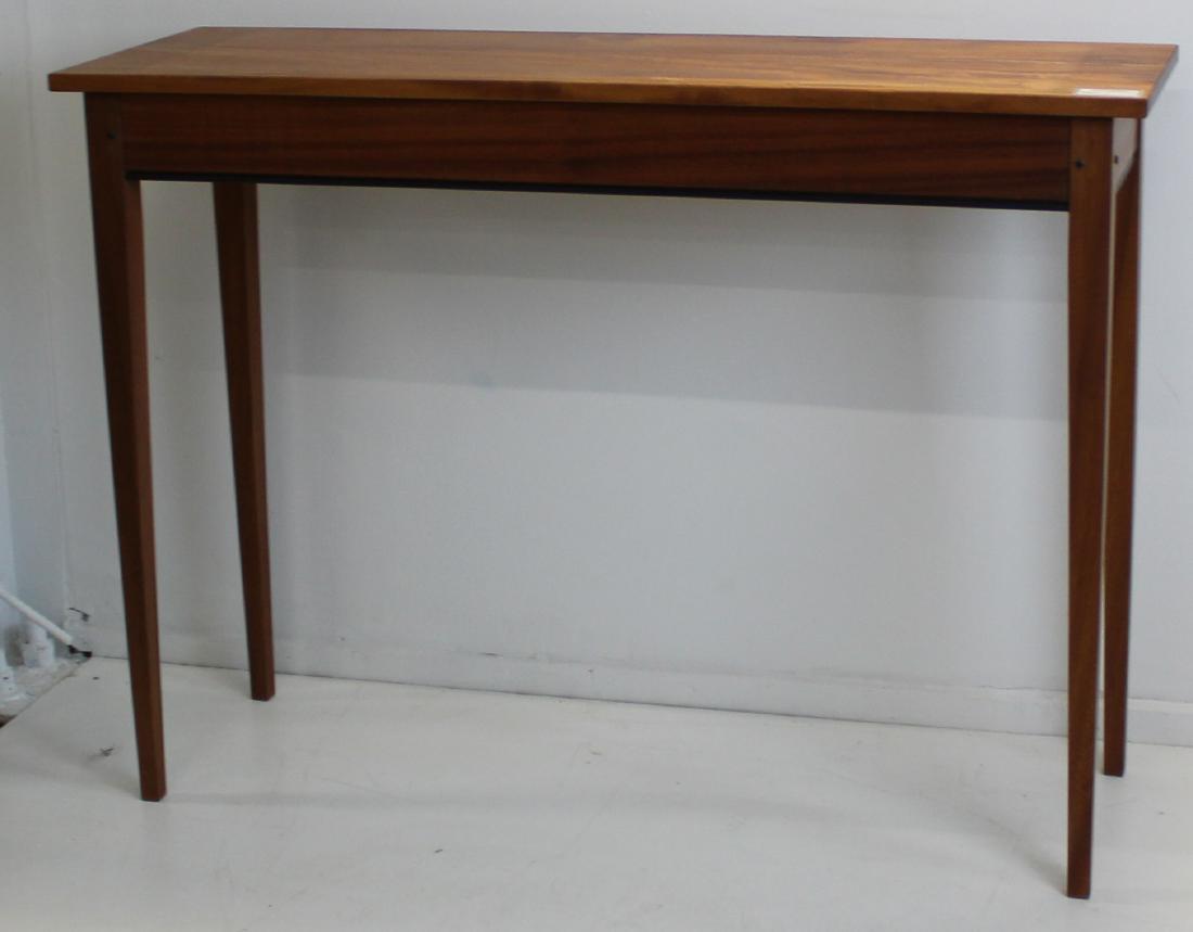 contemporary custom made mahogany sofa table: contemporary custom made mahogany taper leg sofa table with pegged construction and ebony trimmed skirt 33" x 45" x 15"