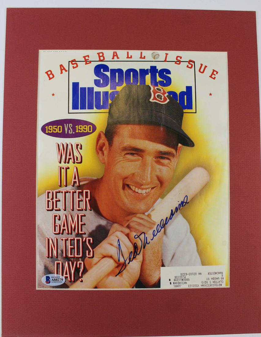 Signed Ted Williams Sports Illustrated: Signed Ted Williams Sports Illustrated Baseball issue 1950 vs 1990 with Ted on cover. Has Beckett letter of authenticity