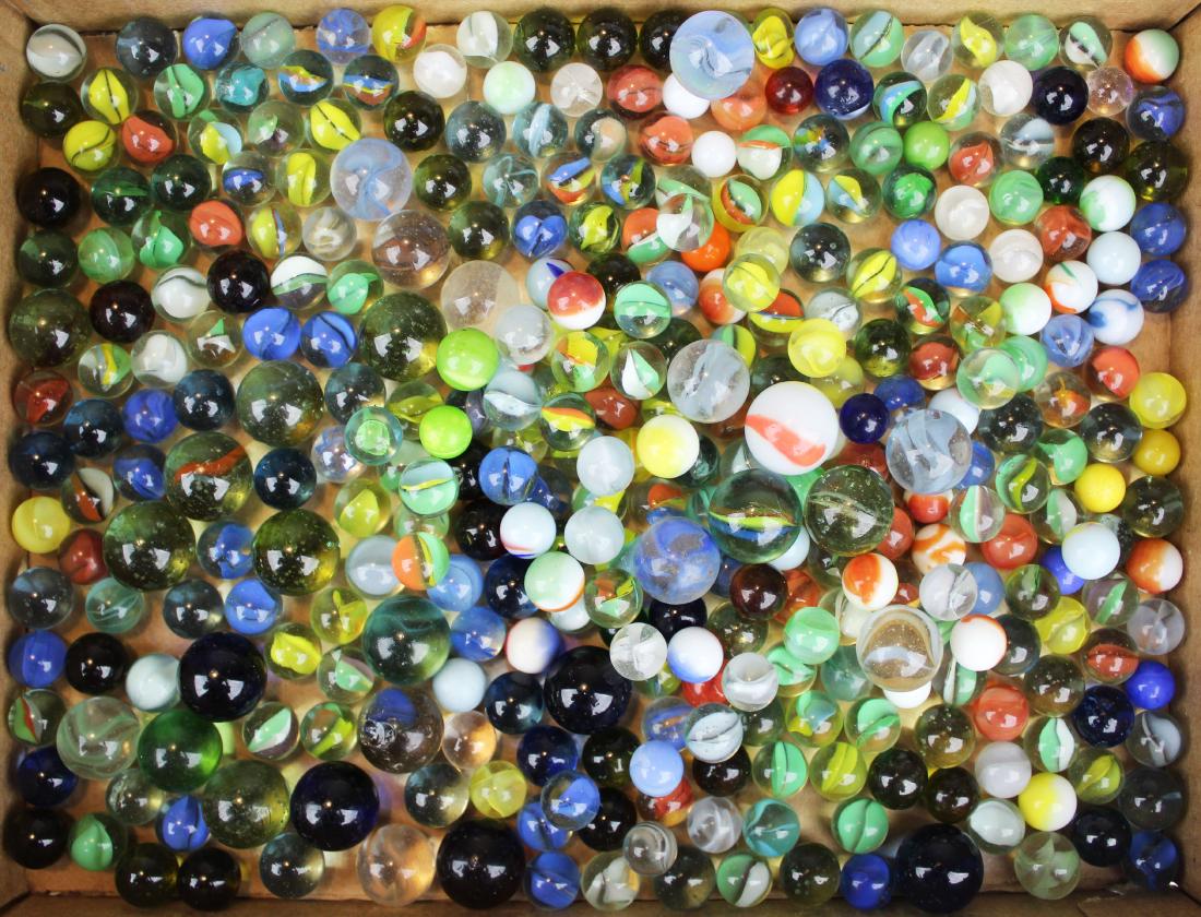 vintage blown glass marbles: vintage blown glass marbles including cat's eyes, large aqua shooters, etc