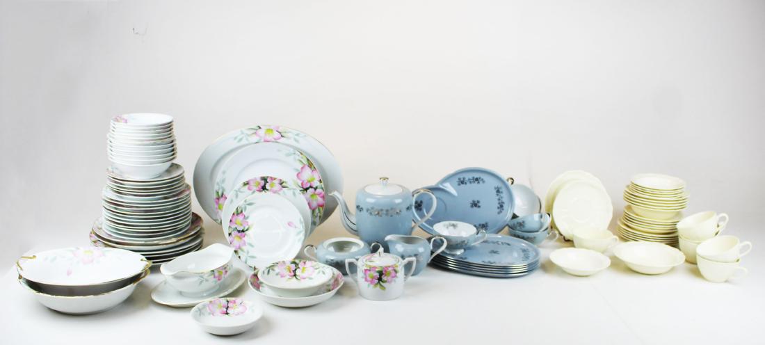 3 Porcelain Lunch and Dinner Sets, Noritake, Chelsea,: 3 partial porcelain luncheon and dinner sets, including Noritake azalea pattern, Chelsea creamware, Seyei China from Nagoya Japan, 84 pieces, 36 plates, 26 bowls, 12 teacups, 4pcs tea ware, 6 serving