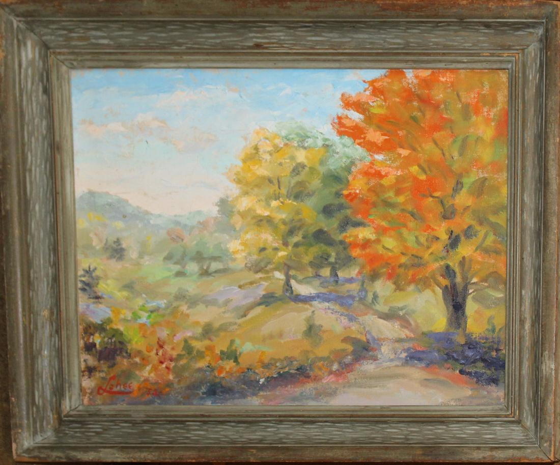 Arnold Warburton Lahee (VT 1888-1976 ): Arnold Warburton Lahee (Vermont 1888-1976) Autumn in Vermont oil on board 12 x 16"