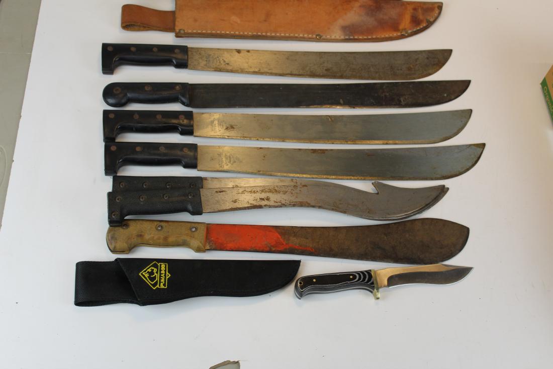 Seven Machetes and Puma Knife: Seven Machetes including Collins Legitamus, Puma Buffalo Hunter Knife