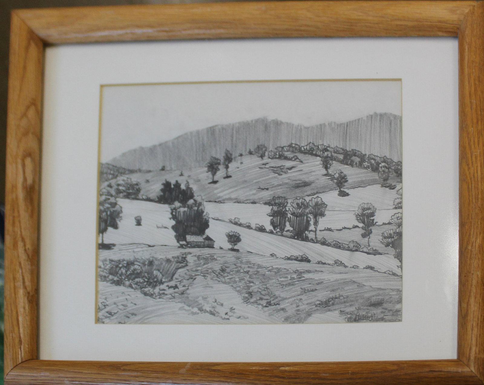 Walton Blodgett (VT 1908-1963): Walton Blodgett (Vermont 1908-1963) Hill farm graphite on paper dated 1954 estate stamped 8 x 10"