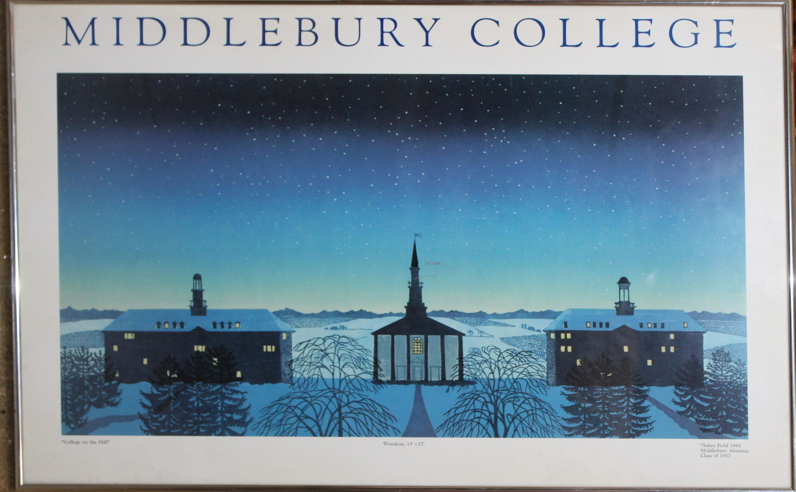 Sabra Field (VT 1935-) Middlebury College: Sabra Field (Vermont 1935-) Middlebury College - unsigned offset litho 20 x 30"