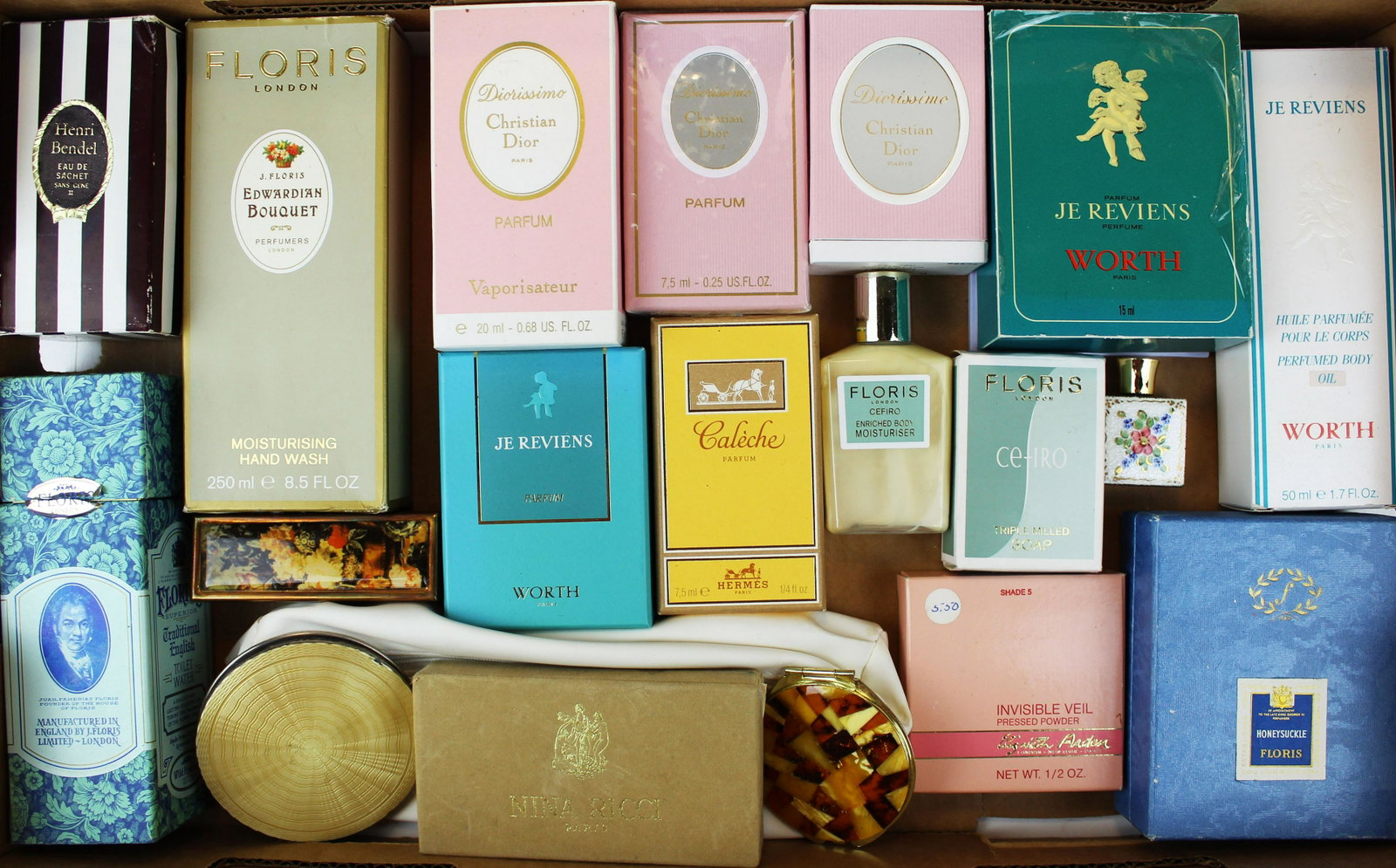 perfumes, cachets, soaps, powders: perfumes, cachets, soaps, powders, including Christian Dior, Hermes