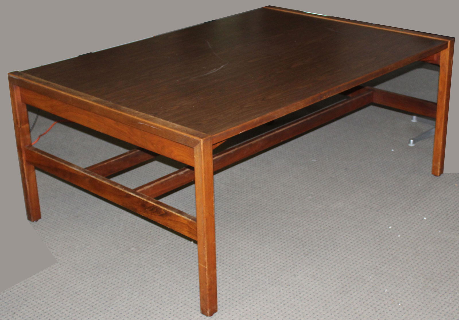 Jens Risom Mid Century walnut table: Jens Risom Mid Century Walnut library table with solid wood ends and laminate top 48 x 68"