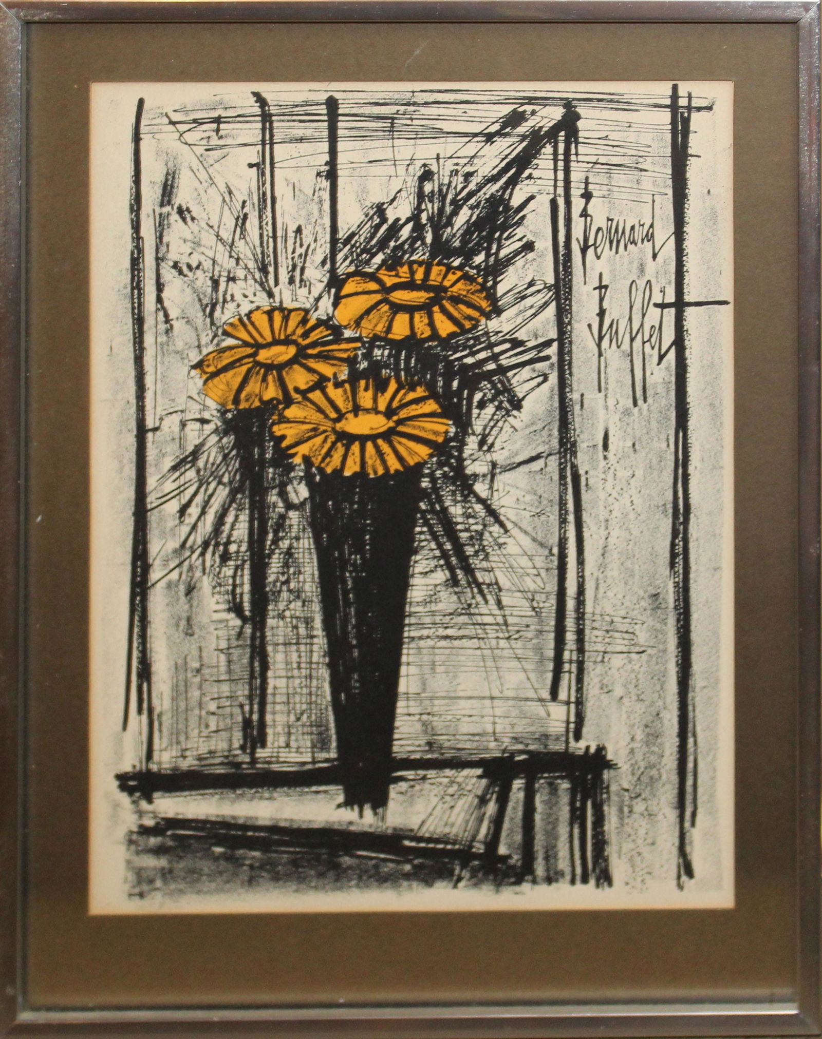 Bernard Buffet (FR 1928-1999) Flower: Bernard Buffet (French 1928-1999) Flower lithograph on paper signed in plate published by Collector's Guild LTD 8 x 11"