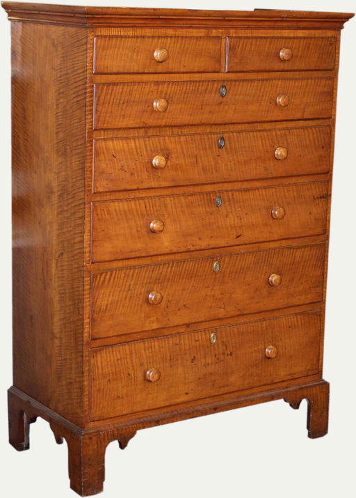 Chippendale Tiger Maple 6 Drawer Tall Chest Dec 20 2019