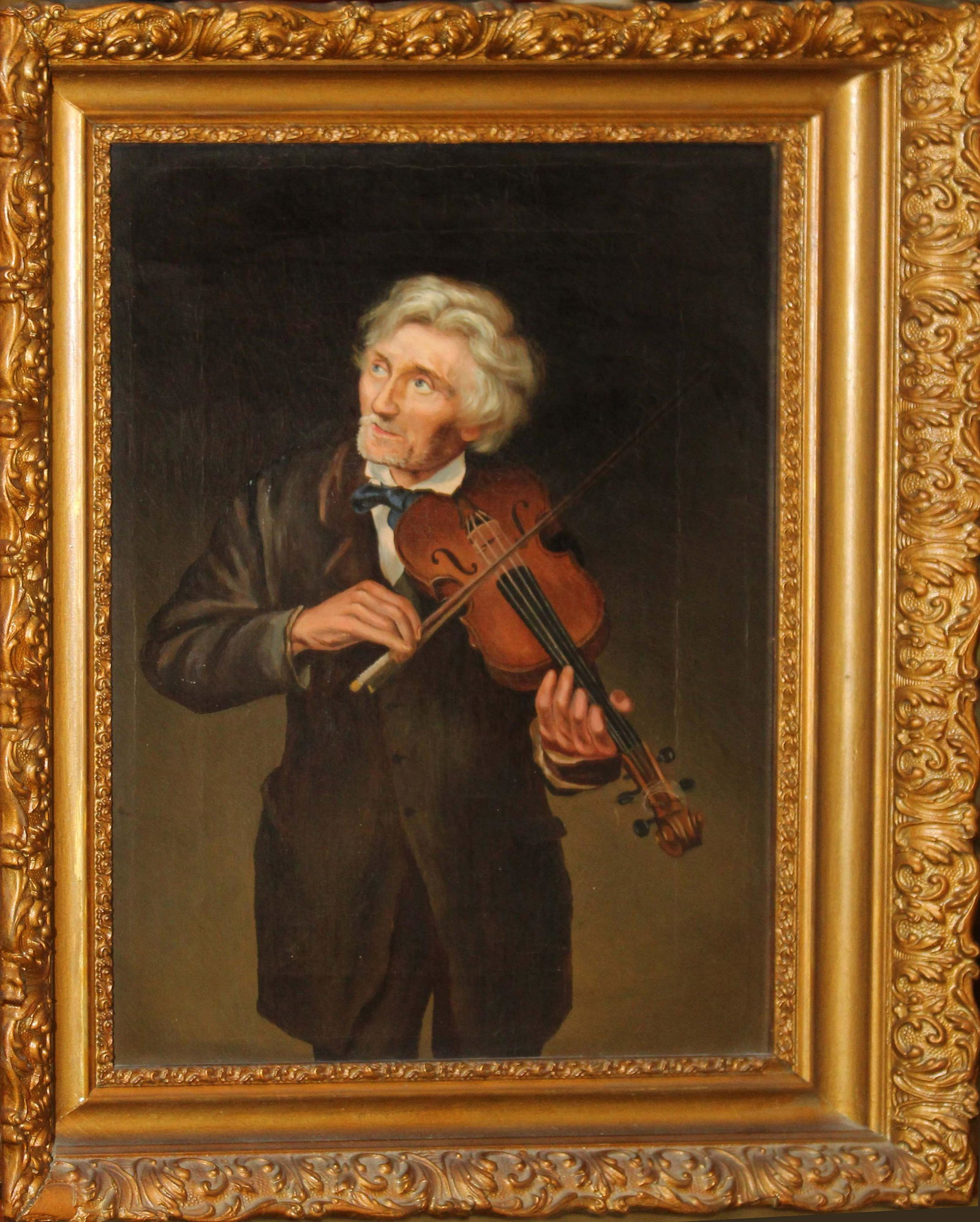 Thomas Waterman Wood (VT 1823-1903) The Fiddler: Thomas Waterman Wood (Vermont 1823-1903) The Fiddler oil on canvas 16 x 12"-Authenticated by Thomas Waterman Wood Gallery the sitter is present in multiple paintings by Wood.