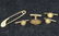 14k gold button set and safety pin