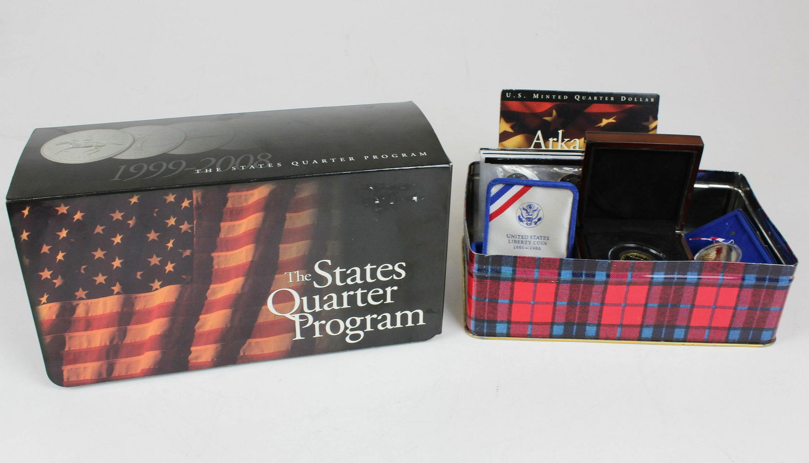 United States Quarters, Silver Liberty Coins: United States Mint state quarters, silver Liberty coins, gold plated 2014 Pope John Paul II commemorative coin