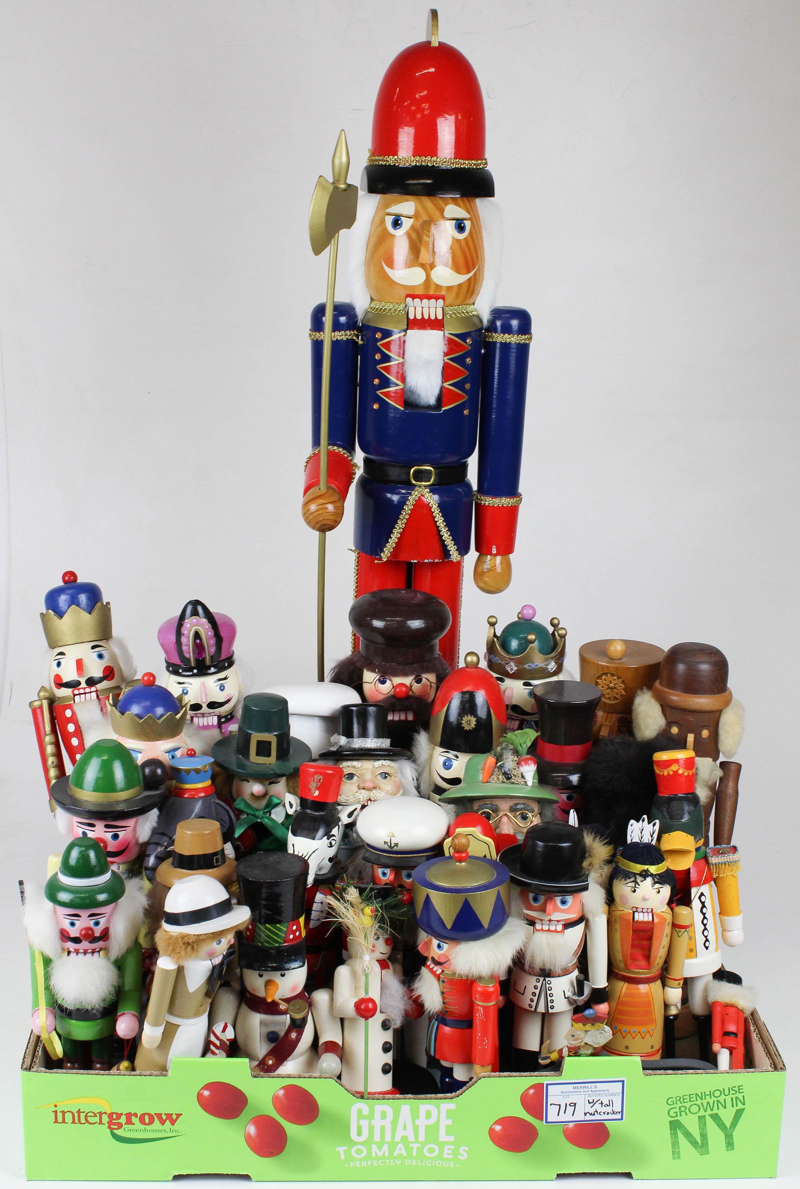 Group of Wooden Christmas Nutcrackers: Group of wooden Christmas nutcrackers (28 pcs), including 36"