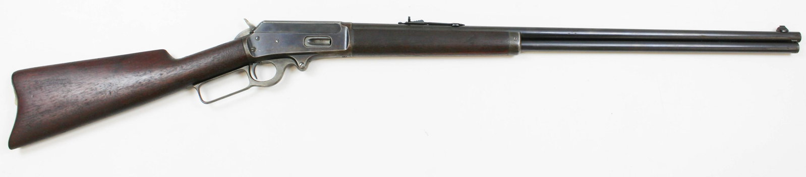 Marlin B Model 1893 rifle in .38-55: Marlin B Model 1893 lever action rifle in .38-55 Marked "for Black Powder" mfg 1907 with good bluing on barrel, later Marbles rear sight. FFL# 2582