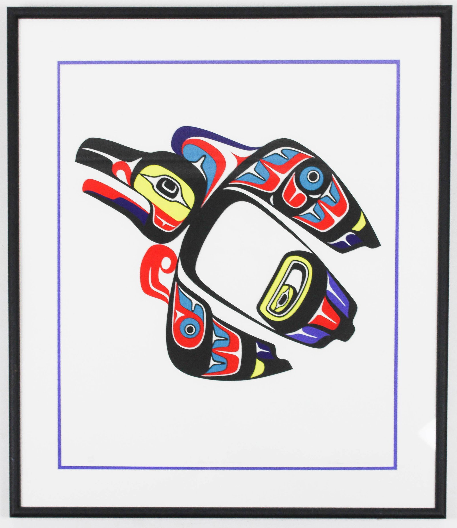 Marvin Oliver Serigraph Raven's Journey: 1990 Marvin Oliver (b 1946) embossed serigraph "Raven's Journey", limited & numbered 232/ 449, framed & matted 24" x 20" sight