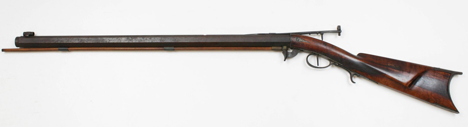 DR Hillard Cornish NH Underhammer rifle: DR Hilliard Underhammer rifle .41 caliber 27" barrel 44" overall curly maple stock SN# 1584