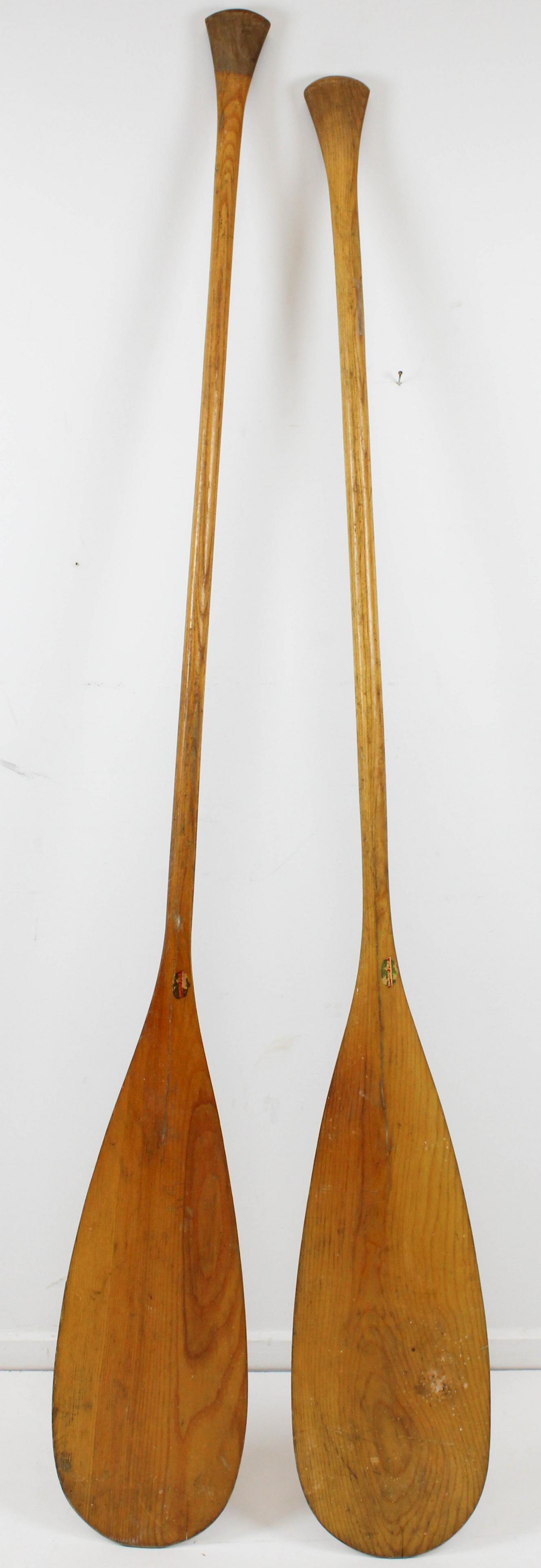 Pr of Oversized Old Town Canoe Paddles: pair of oversized Old Town canoe paddles, lengths 72", 75"