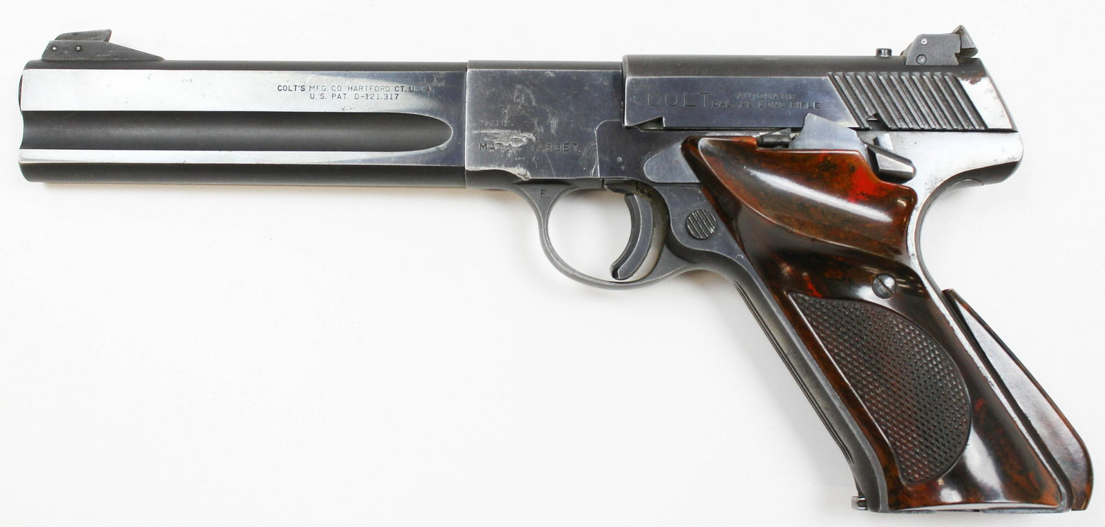 Colt Woodsman Match Target pistol in .22lr: Colt Woodsman Match Target semi-automatic pistol in .22lr some marks on frame. FFL# 2507