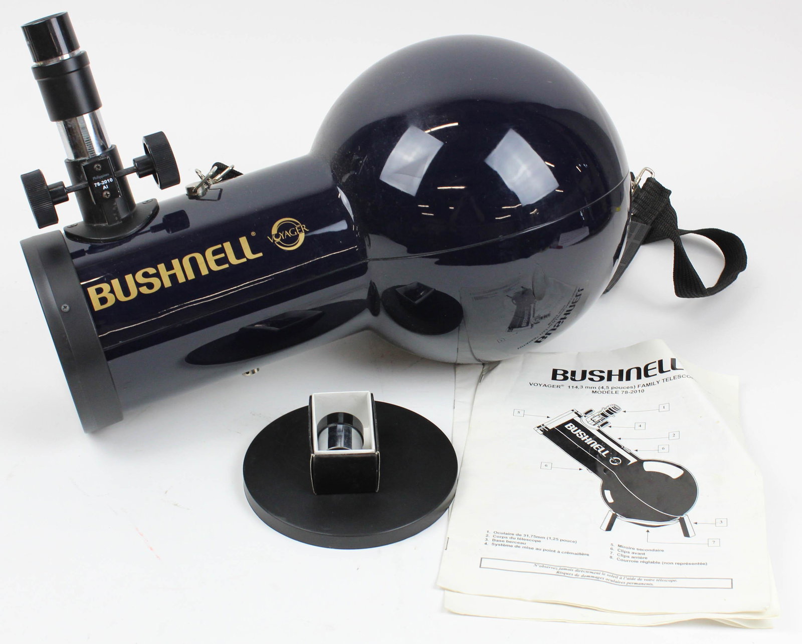 Bushnell Family Telescope: Bushnell Family Telescope Model 78-2010, 4.5" reflector, sling held, ht 18"