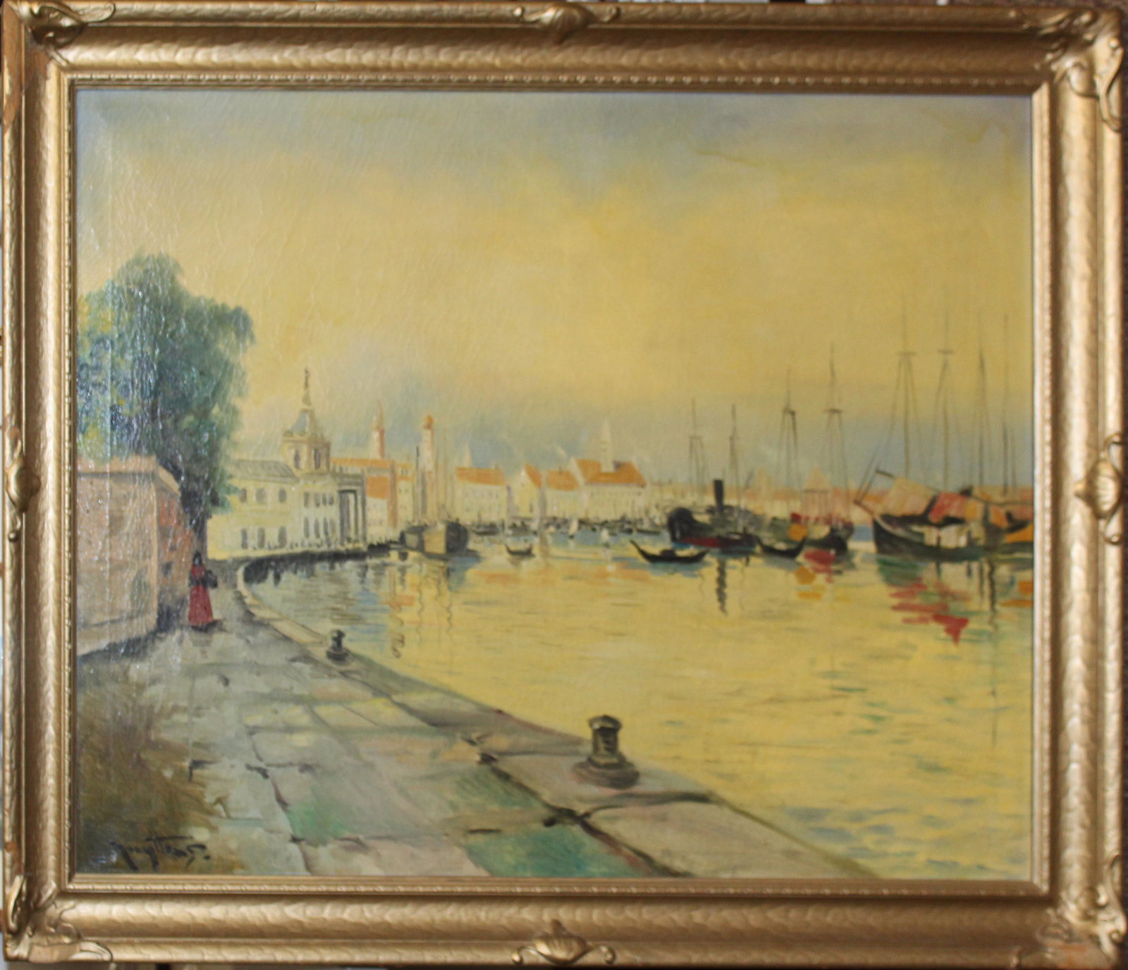 Josef Pierre Nuyttens (American 1885-1960) Venetian: Josef Pierre Nuyttens (American 1885-1960) Venetian Sunset oil on canvas signed lower left identified reverse 28 x 38"