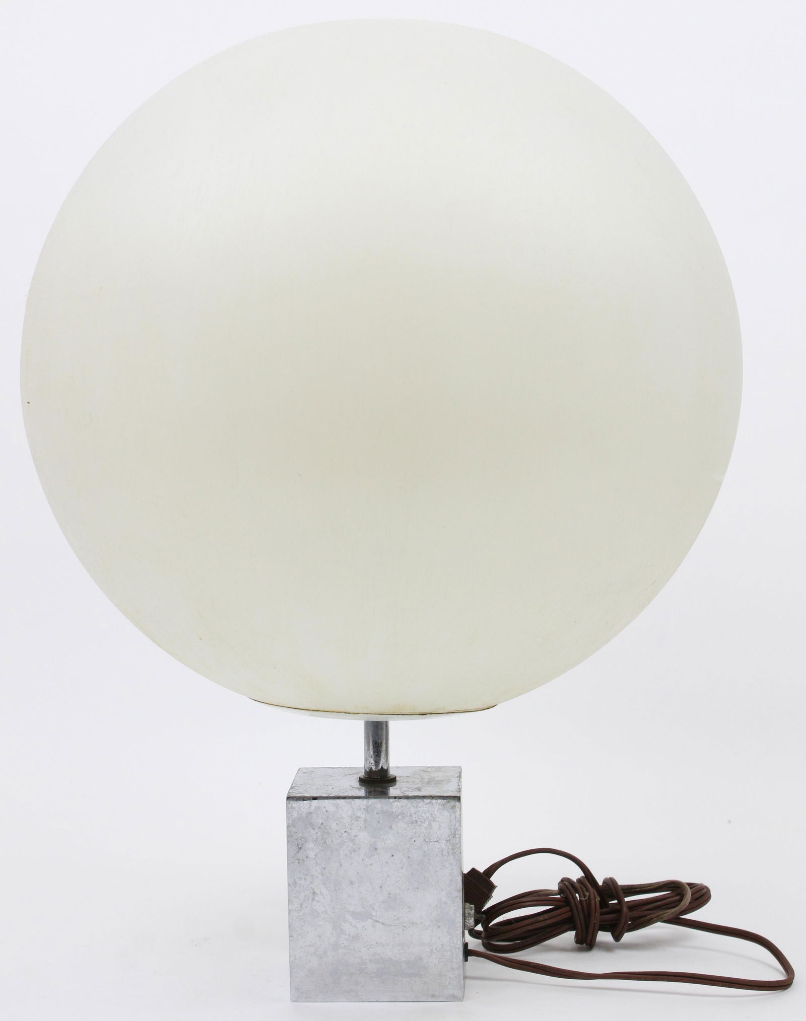 Mid Century Sonneman Chrome Table Lamp: Mid 20th c Modern Robert Sonneman Orb chrome table lamp, plastic globe, ht 18 1/2"