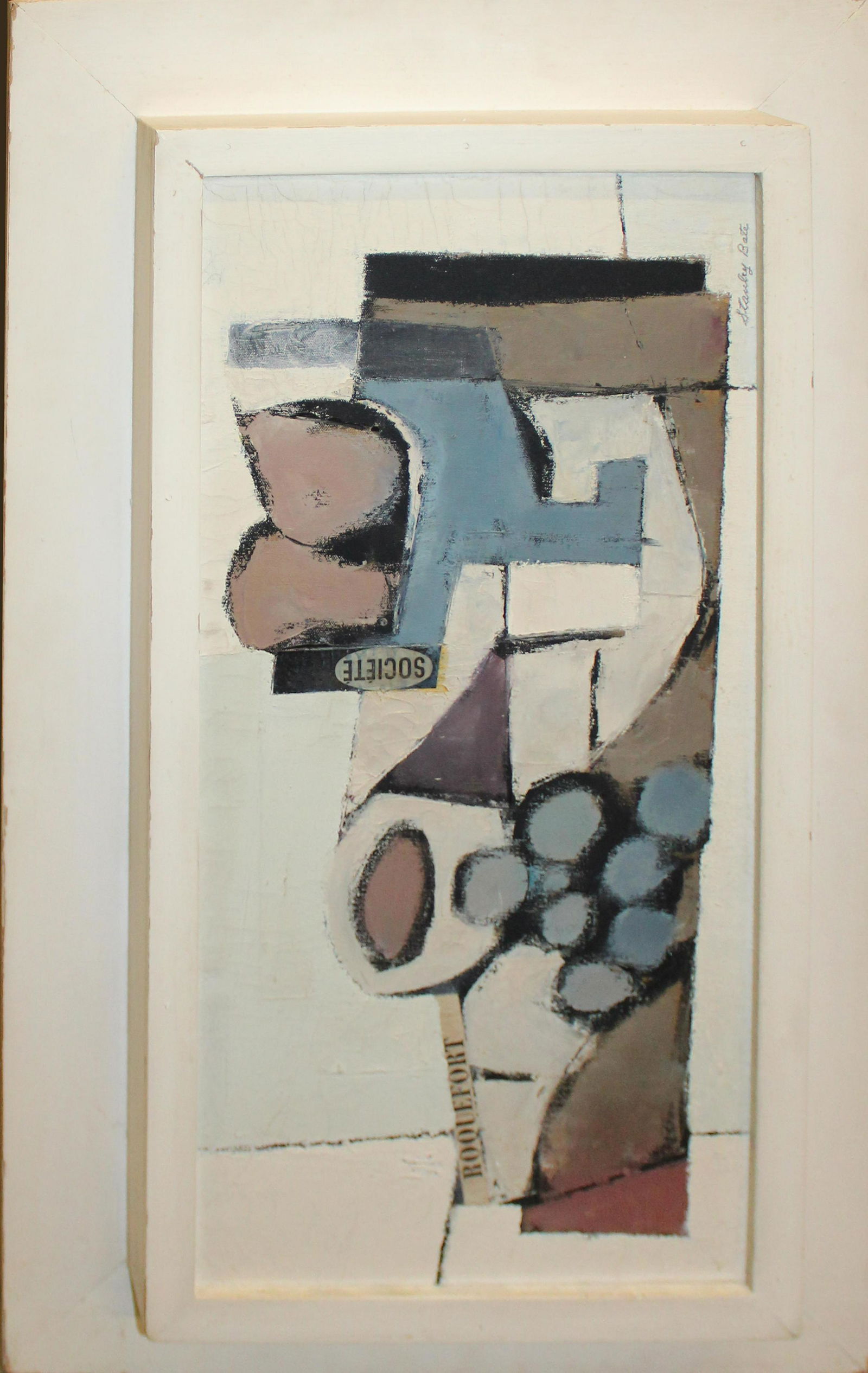 Stanley Bate (AM 1903-1973) Still Life: Stanley Bate (American 1903-1973) Still life oil on canvas with collage elements 12 x 24"