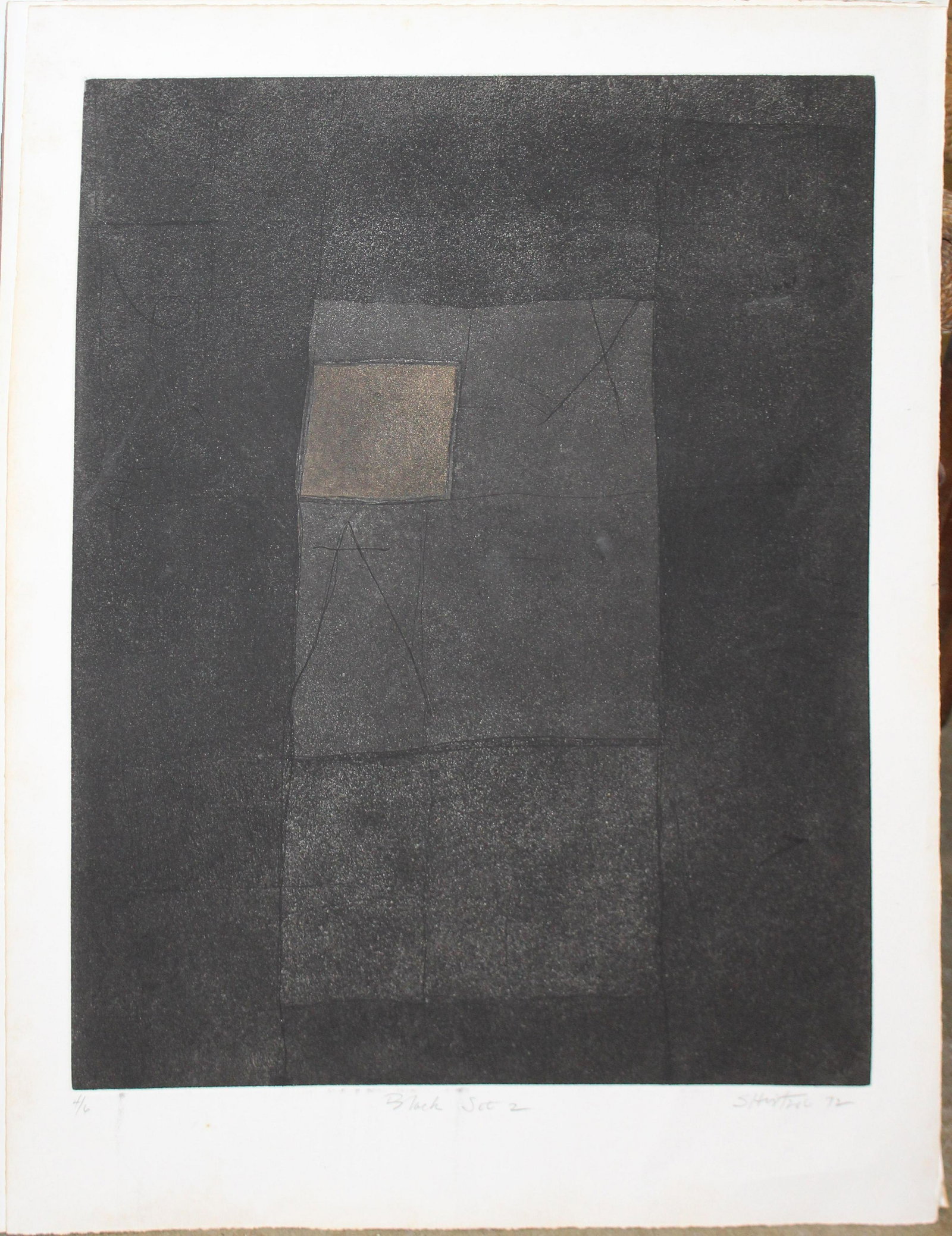 Sue Hirtzel (AM 1945-) Black Set 2: Sue Hirtzel (American 1945-) Black Set 2 lithograph on paper signed lower margin dated 72 editioned 4/6 24 x 18"