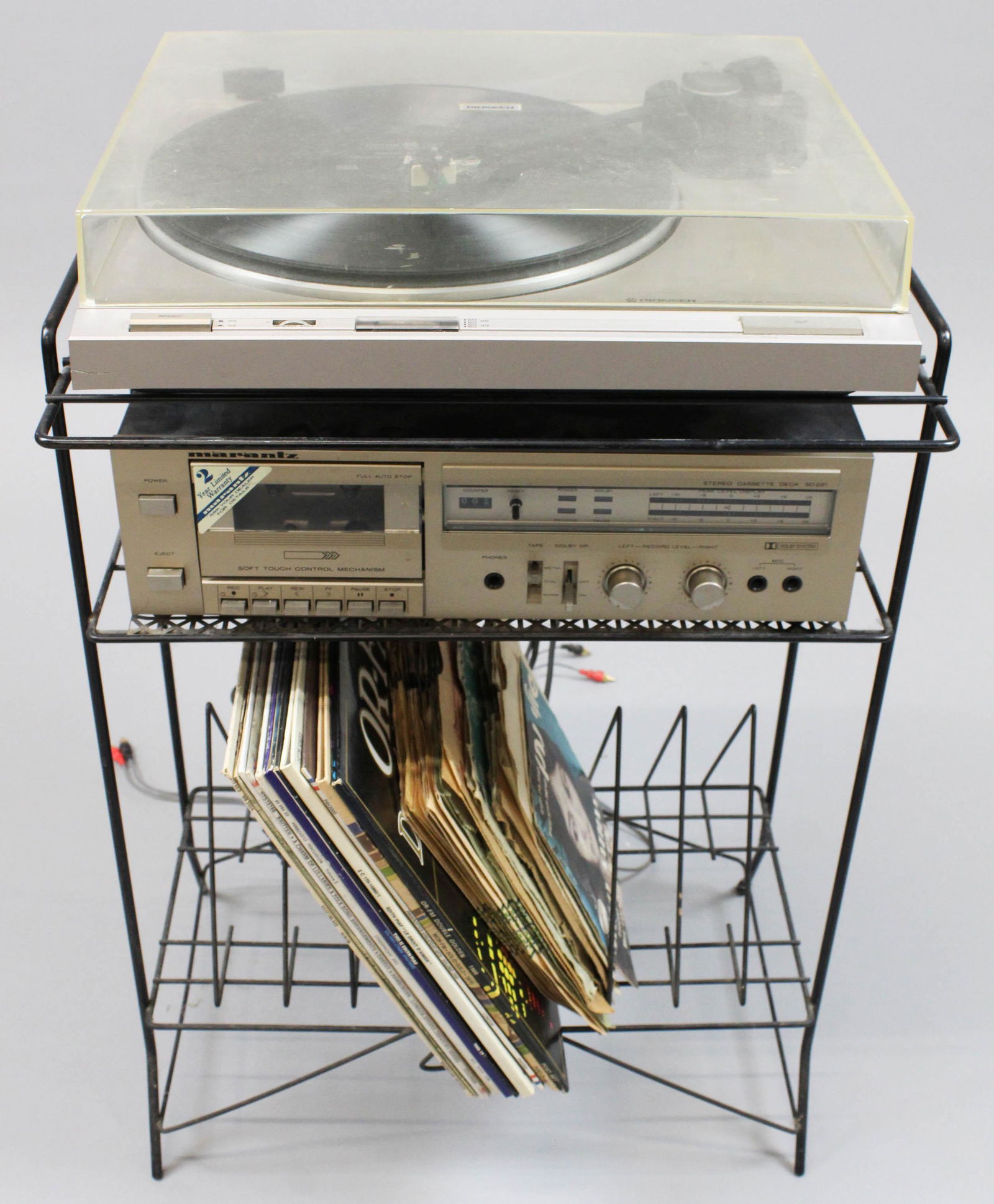 Pioneer PL-4 Direct Drive Turntable: Pioneer PL-4 Direct Drive turntable, sold with a vintage Marantz SD-221 Stereo cassette deck, stand, few records