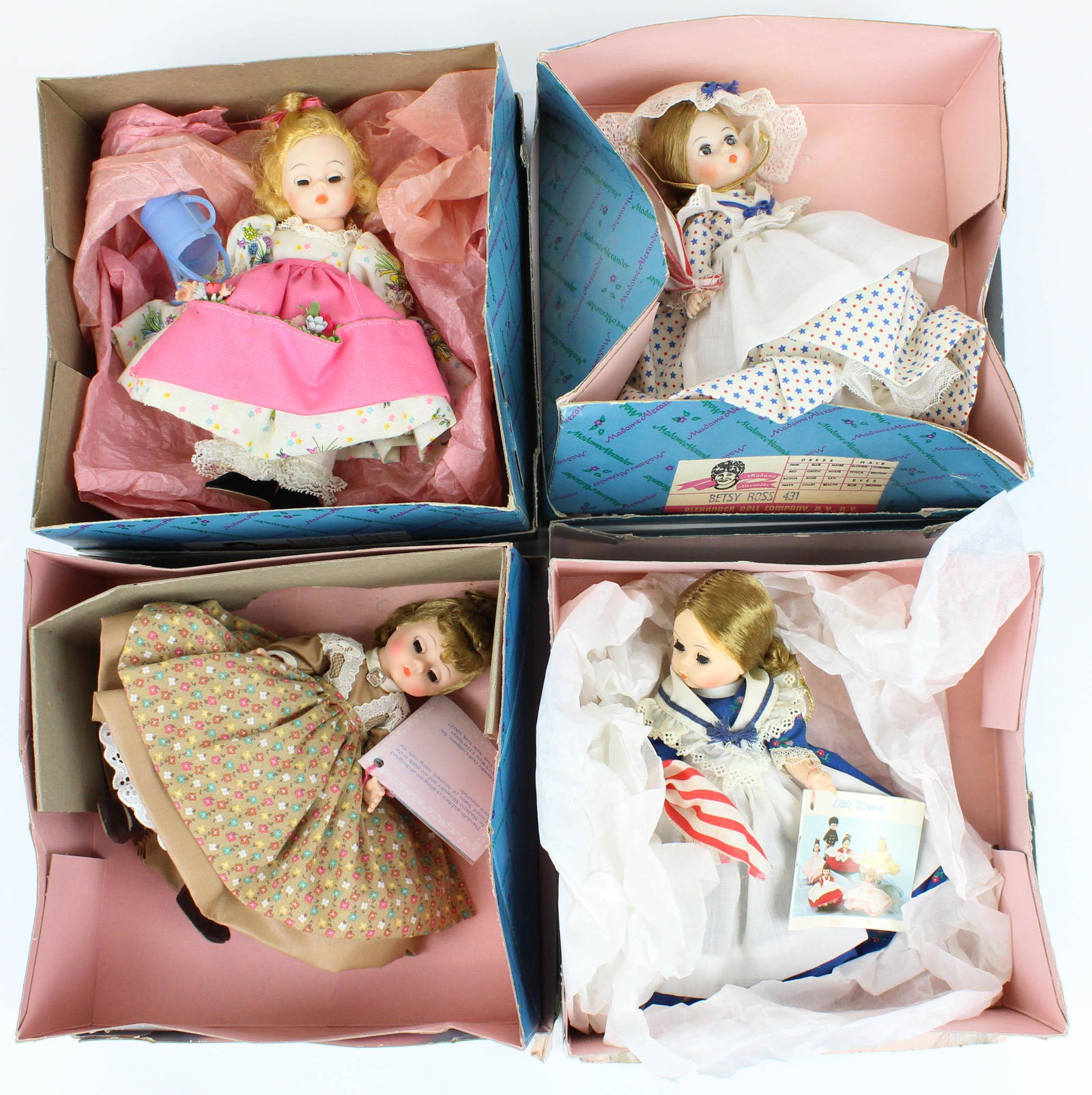 4 Madame Alexander Little Women Dolls: 4 Madame Alexander Little Women dolls- Betsey Ross (2), Mary Mary, Meg, all with original boxes & tags