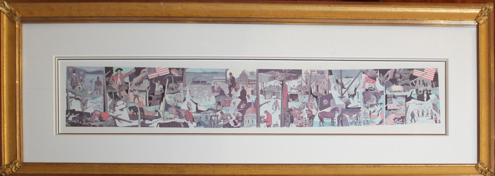 Paul Sample (VT 1896-1974) Lithograph: Paul Sample (Vermont 1896-1974) Lithograph after "National Life - A View of VT Mural of 1961" 5 x 30"