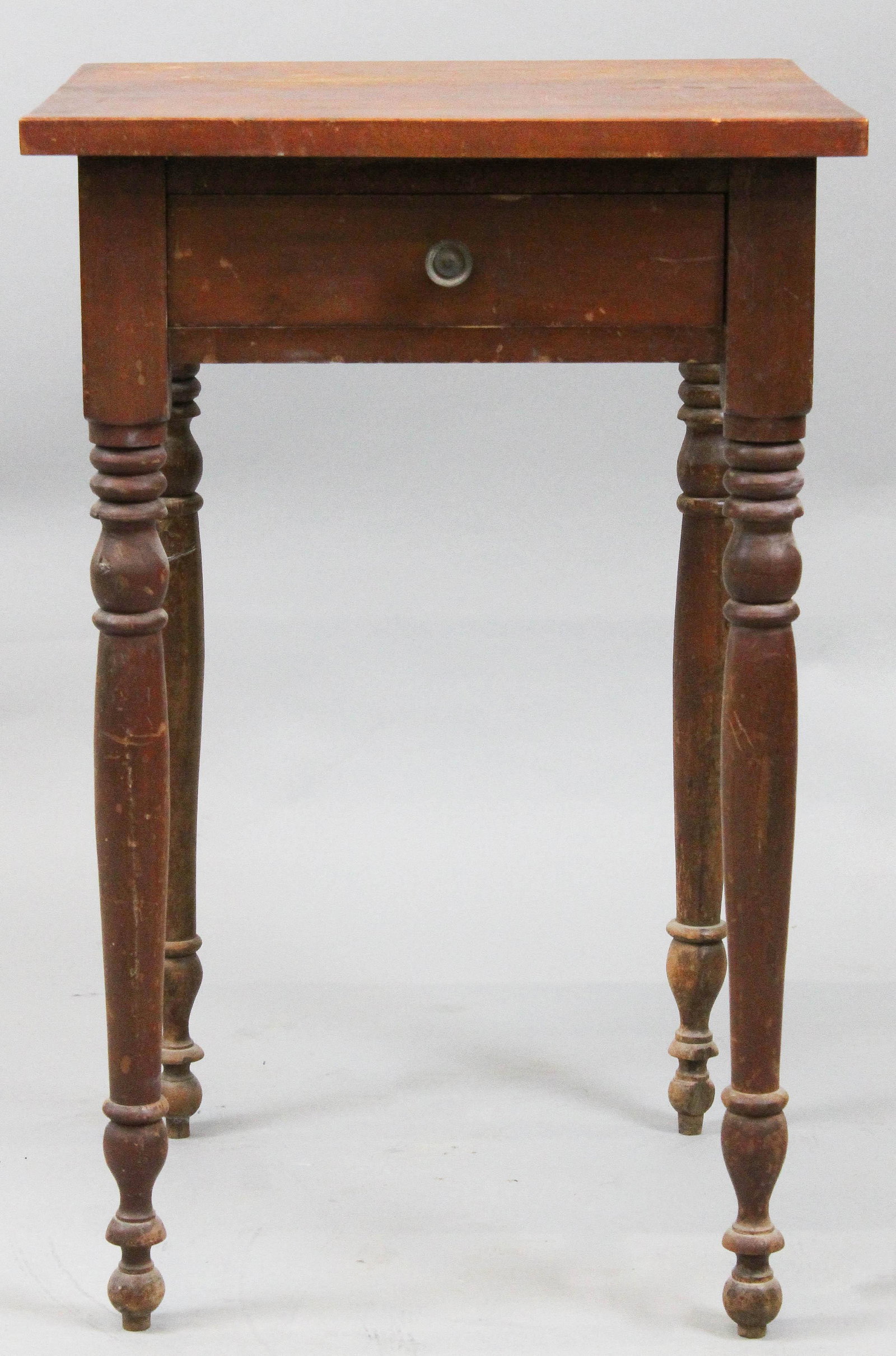 Sheraton cherry one drawer stand: Sheraton cherry and birch one drawer stand. Old surface.