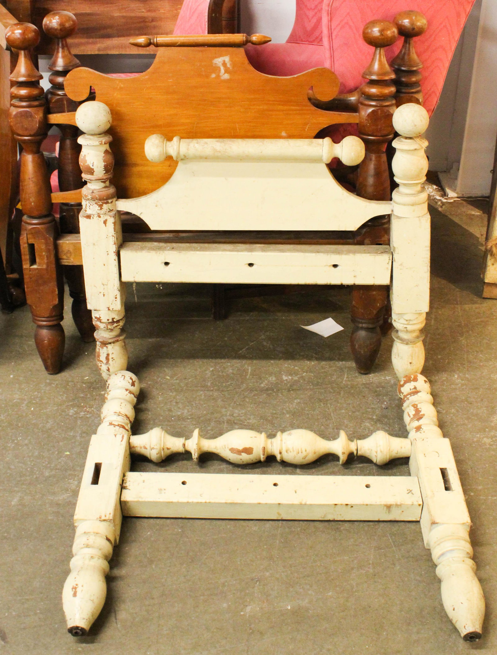 Two Early 19th c Four Post Rope Beds: 2 early 19th c 4 post rope beds with rails