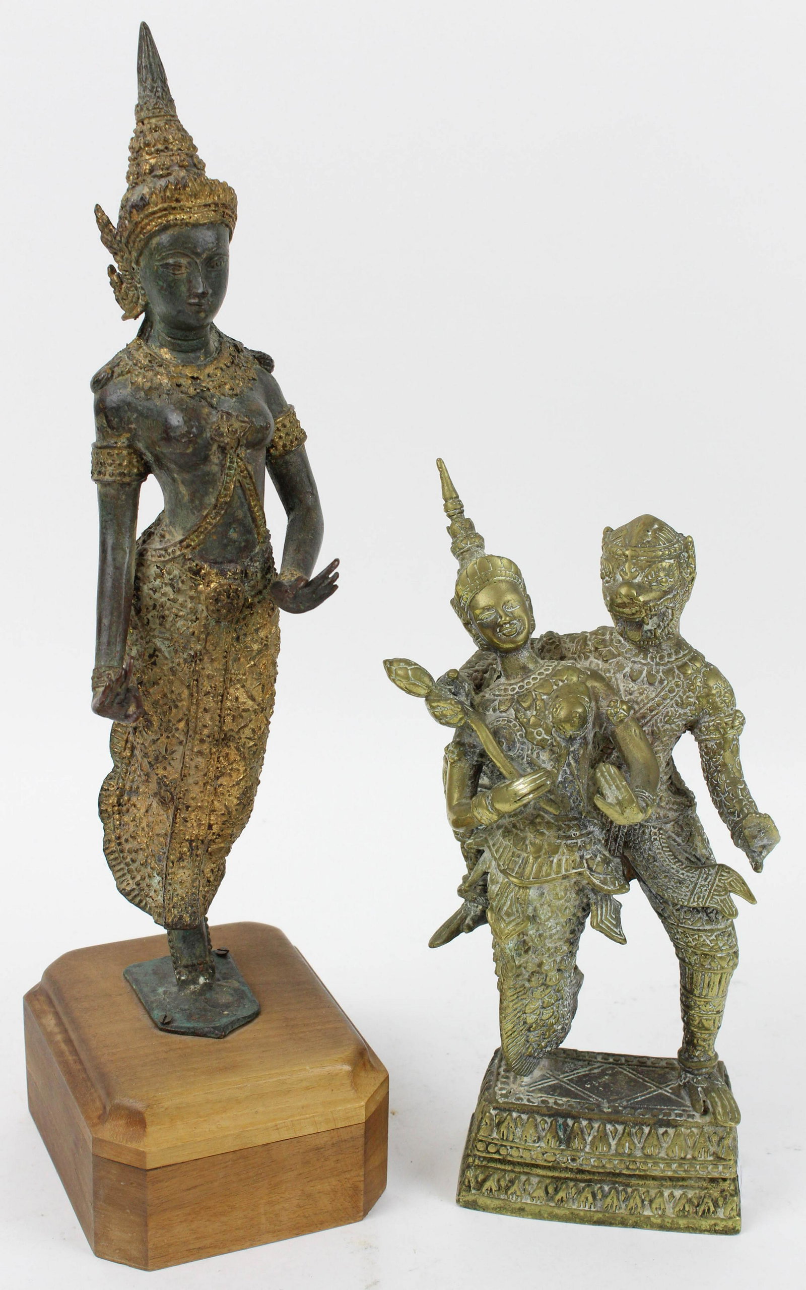 2 South East Asian Bronze Sculptures: 2 South East Asian bronze sculptures, hts 12 1/2", 10"