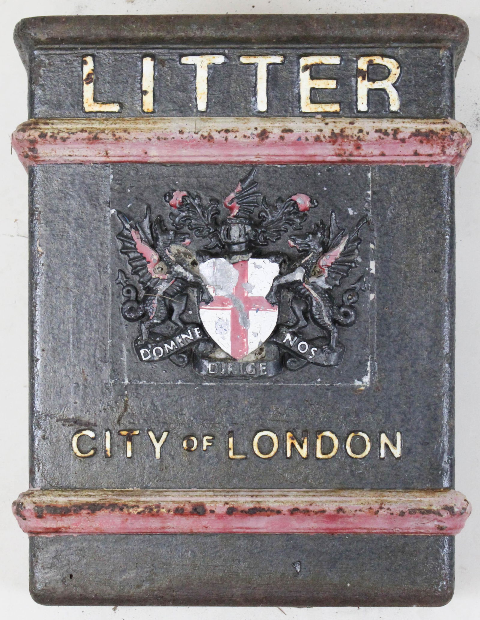 British City of London Cast Iron Litter Box: British City of London cast iron wall mounted litter box, 19" x 9 1/2" x 14"