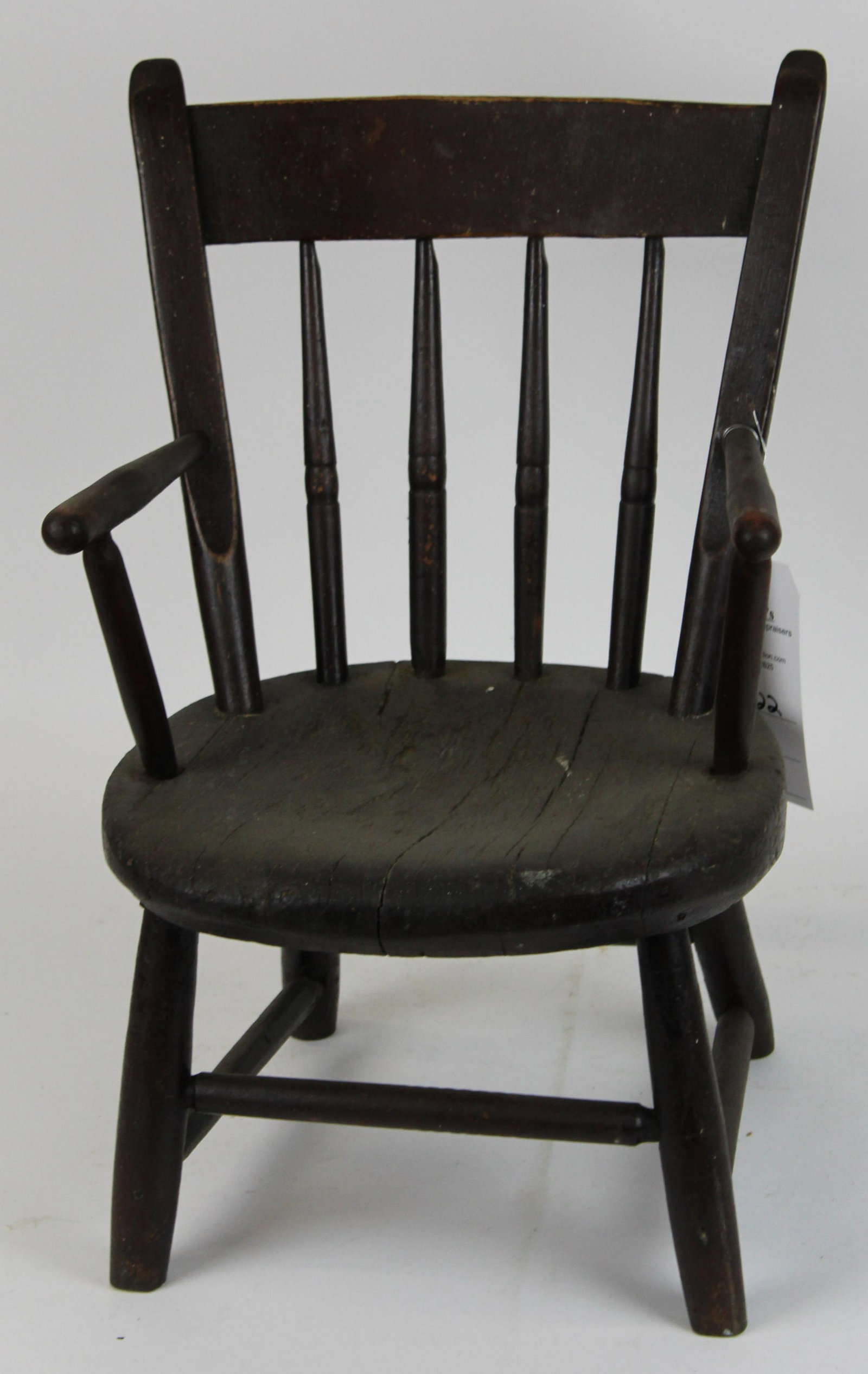19th c Child's Rabbit Ear Windsor Arm Chair: 19th c child's rabbit ear Windsor armchair, old finish, ht 21 1/2"
