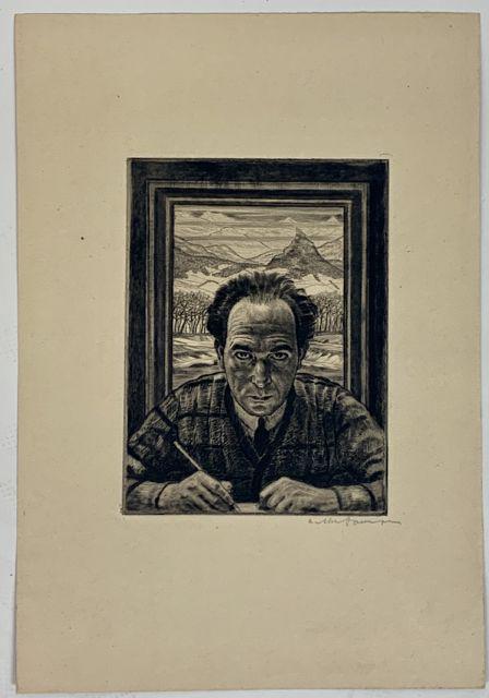 Arthur Paunzen (1890-1940) Self portrait: Arthur Paunzen (Austrian 1890-1940) etching & drypoint self portrait. 4 1/2" x 6 1/8" plate 7 1/4" x 11 1/4" sheet size.