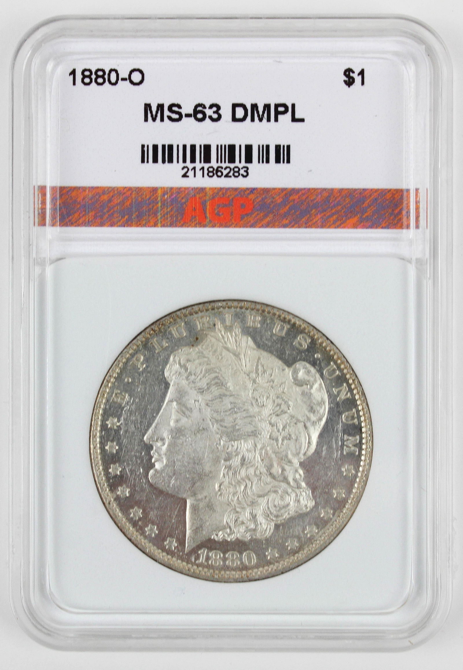 US 1880-O Morgan Silver Dollar MS-63 DMPL: US 1880-O Morgan Silver Dollar AGP graded MS-63 Deep Mirror Proof