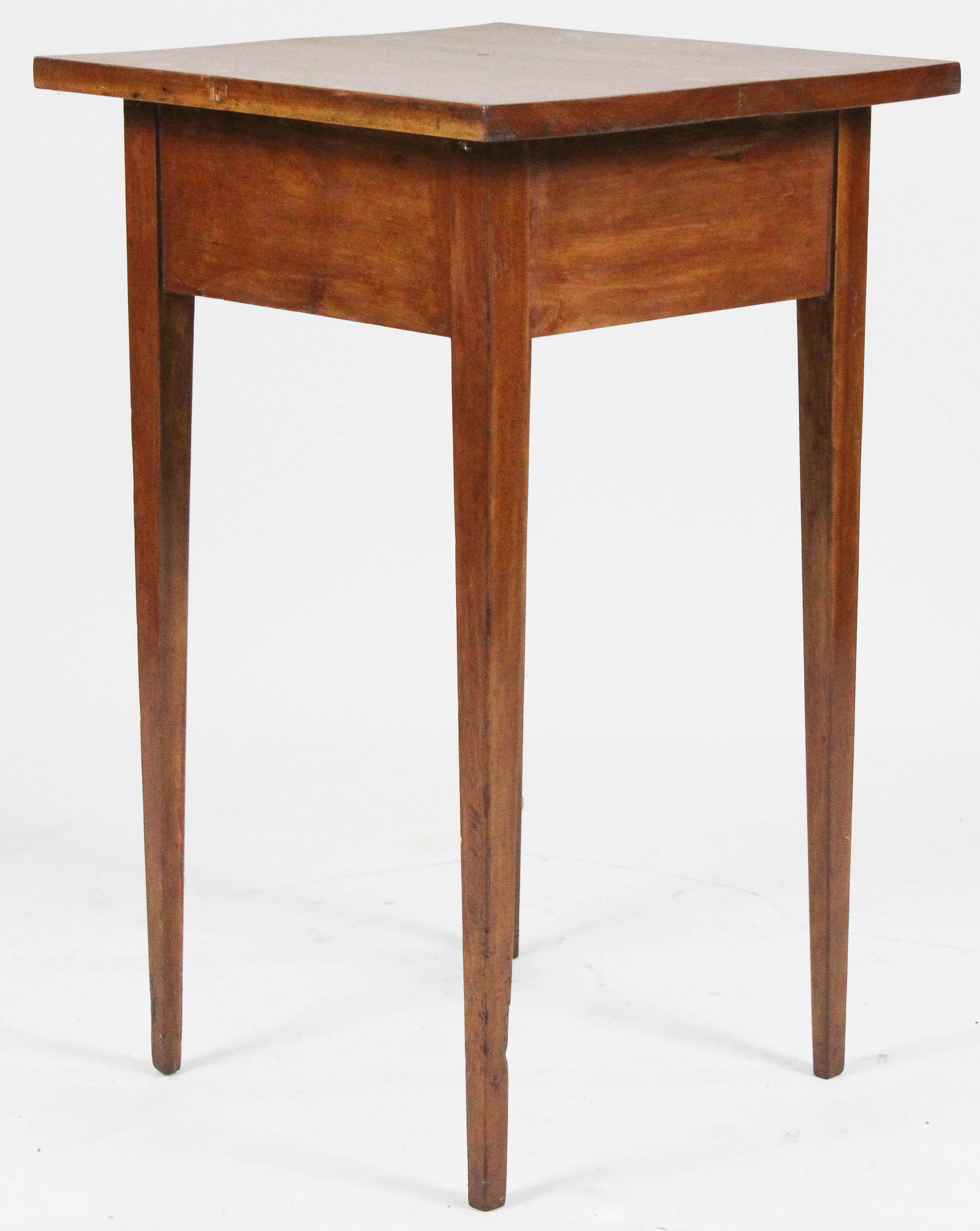 Birch Hepplewhite taper leg stand: Petite New England early 19th c birch taper leg stand. Refinished. 17" x 17"